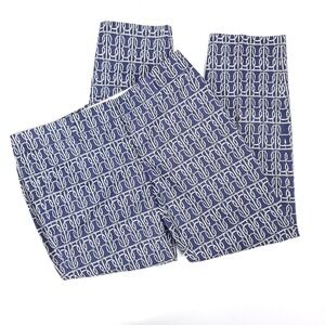 J.Crew Cafe Capri Pants Womens Blue White Rope Link Print Cropped Size 4